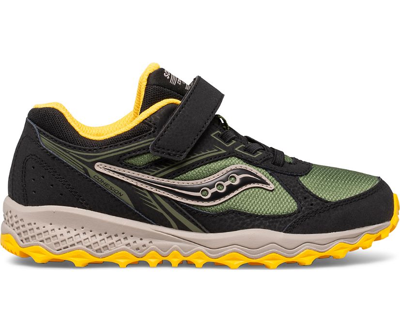 Saucony Cohesion 14 A/C Kids' Sneakers Black / Olive / Yellow | Canada 833QMAZ